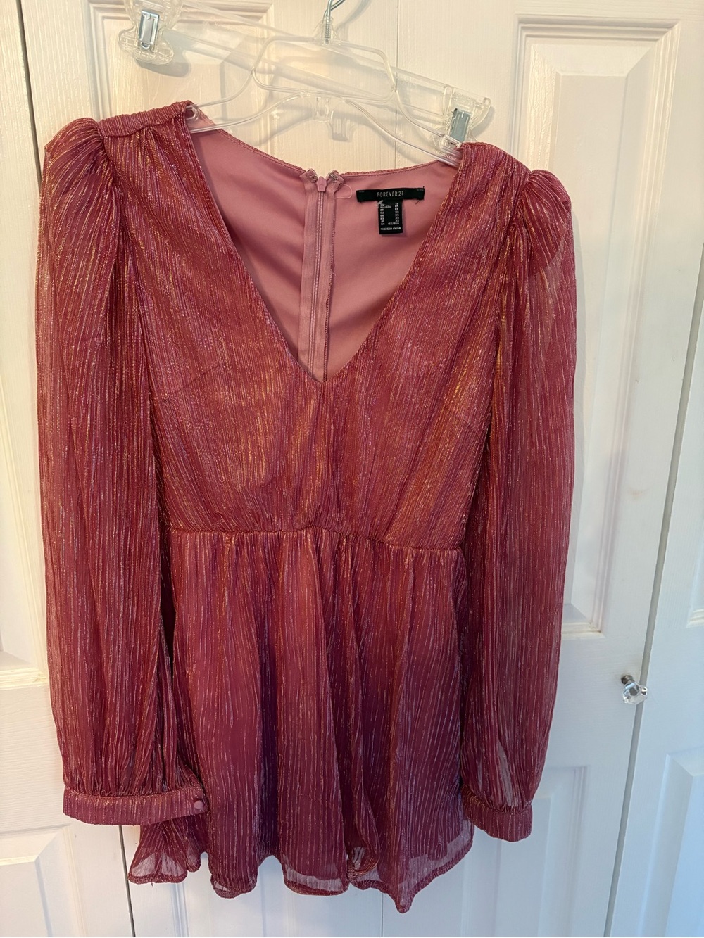 Forever 21 Pink Metallic V-Neck Peplum dress
